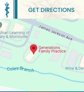 Get Directions to Generations Family Practice, Primary Care in Cary, NC